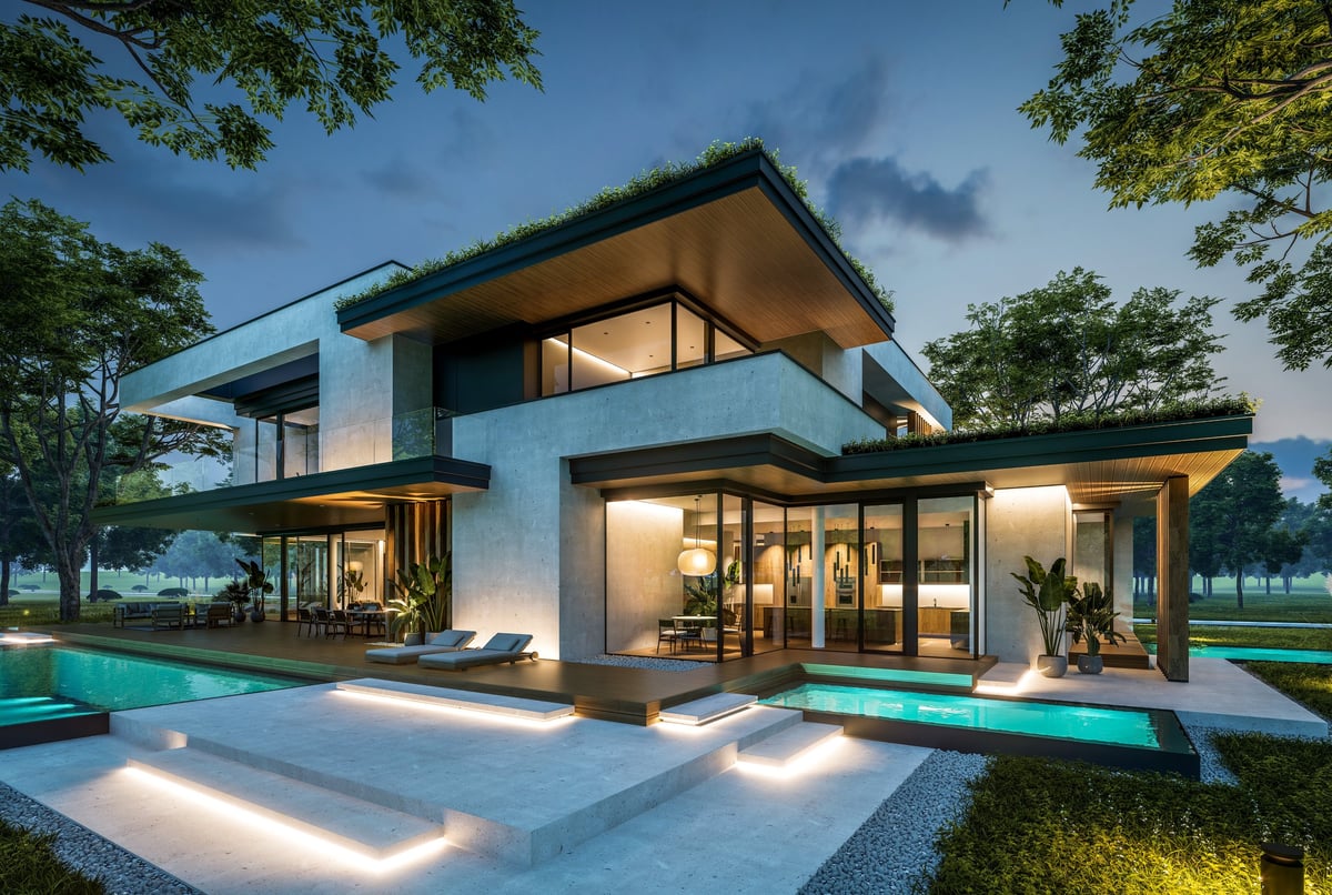 Propriedade moderna com piscina
