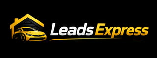 Leads Express logo with yellow car and house icon on black background